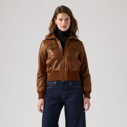 Thumbnail 3 - Levi's® Women's Kira Shrunken Leather Bomber Jacket - 007U60000