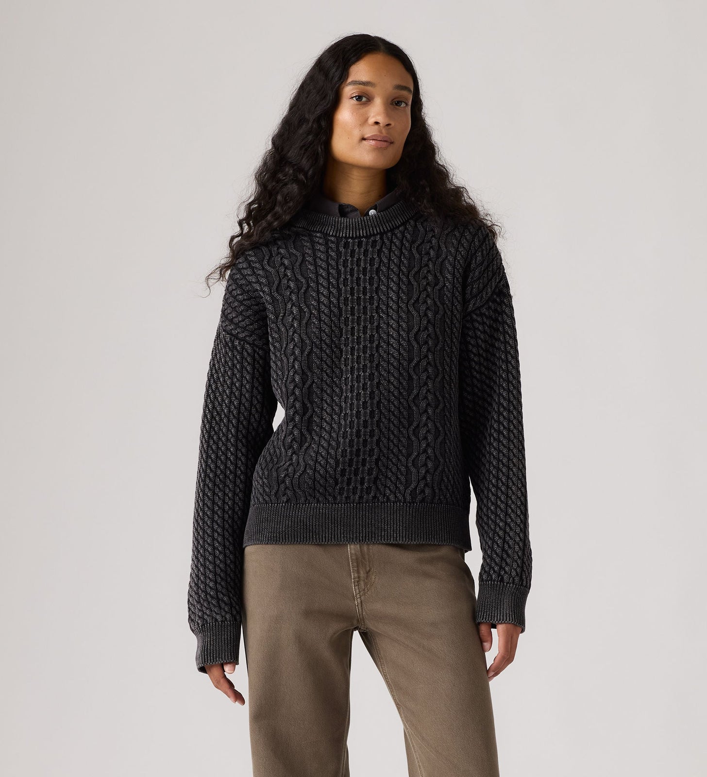Main 3 - Levi's® Women's Leilah Cable Crewneck Sweater - 0063A0001