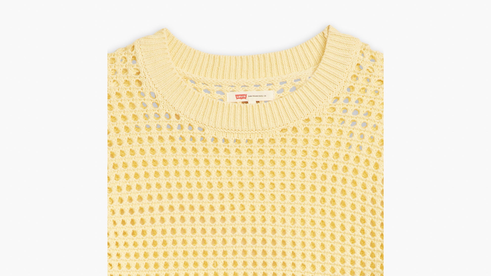 Yellow crochet top with round collar detail