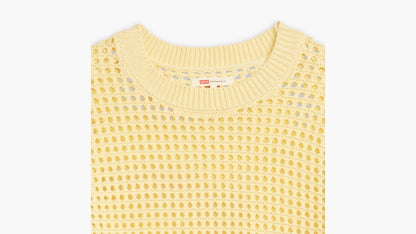 Yellow crochet top with round collar detail