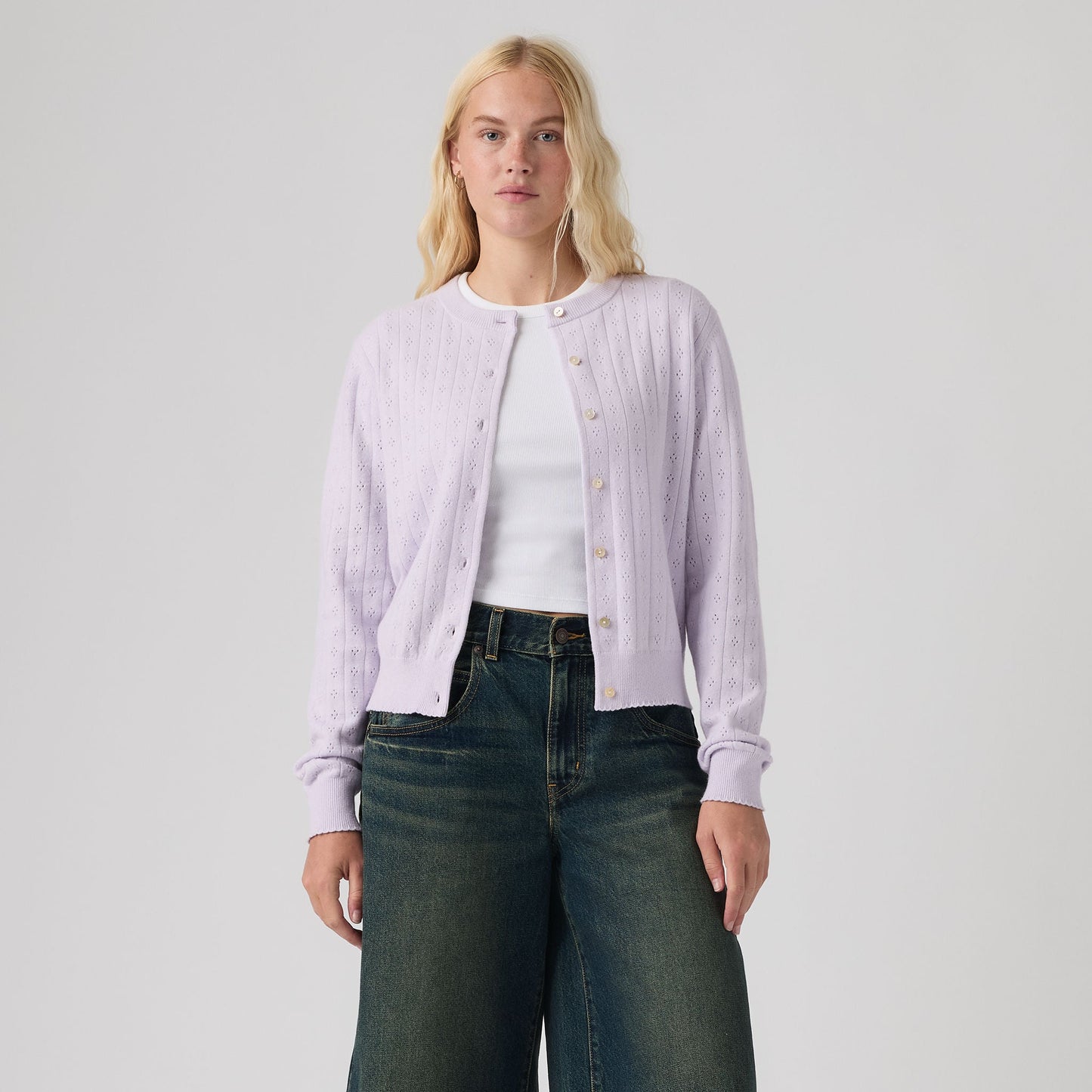 Levi's® Women's Supersoft Pointelle Crewneck Cardigan