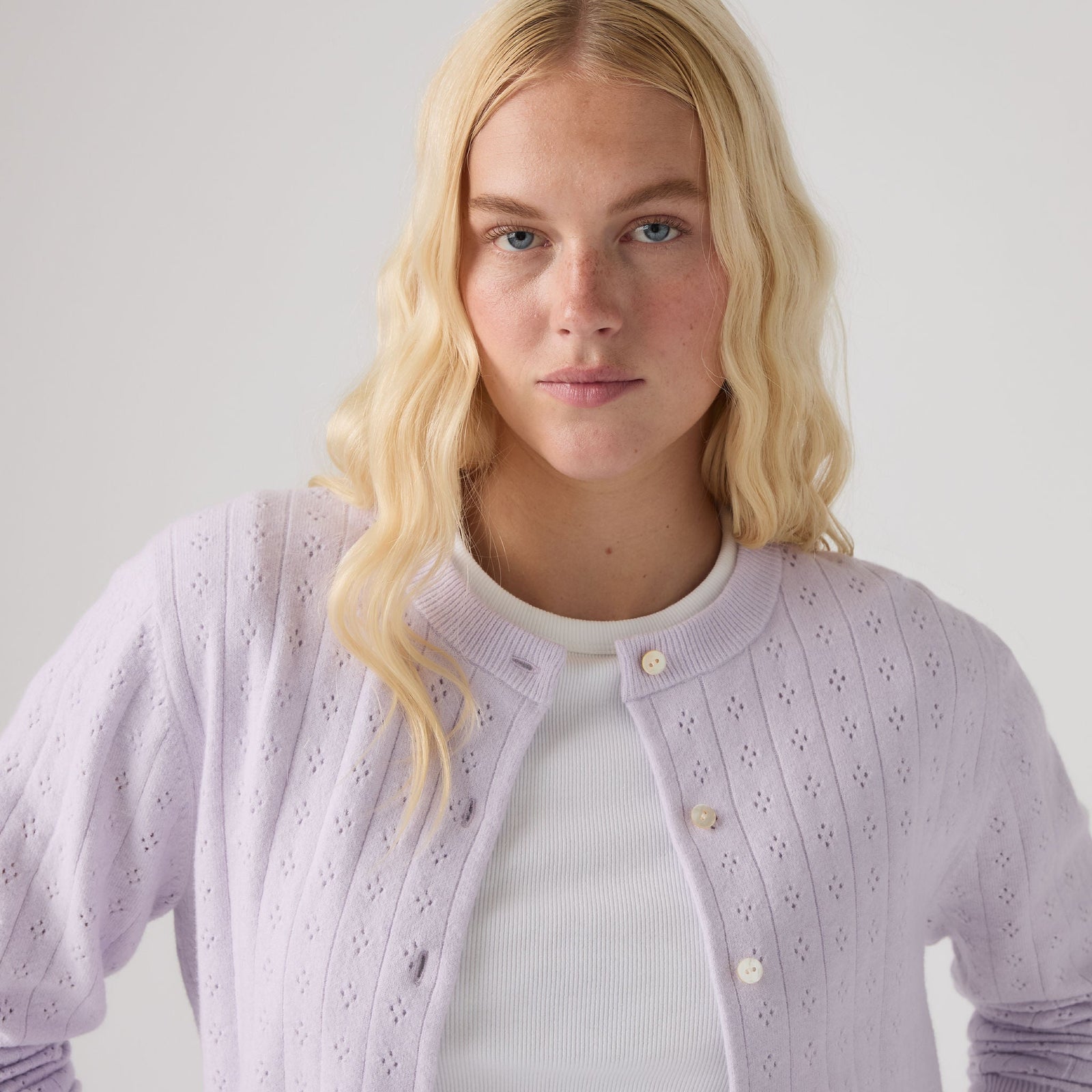 Main 4 - Levi's® Women's Supersoft Pointelle Crewneck Cardigan - 008SK0000