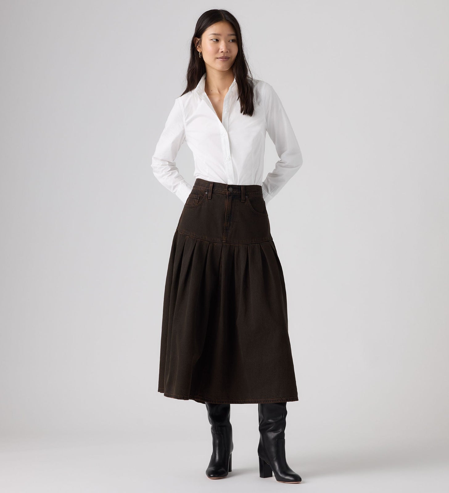 Main 3 - Levi's® Women's Yoked Pleated Skirt - 0089T0001
