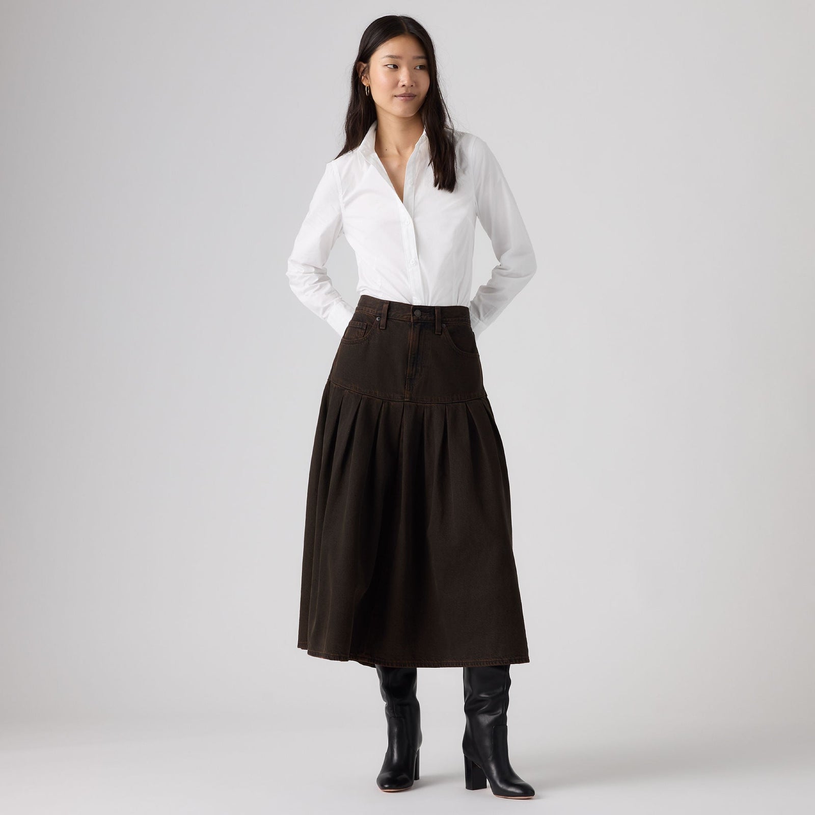 Main 3 - Levi's® Women's Yoked Pleated Skirt - 0089T0001