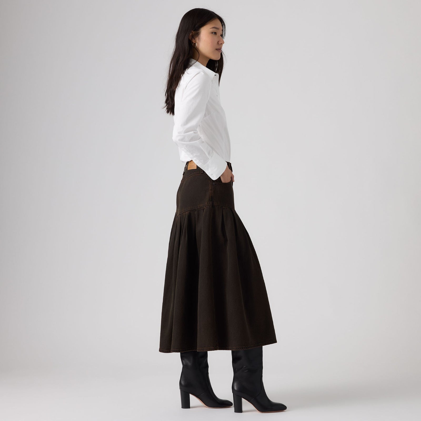 Main 4 - Levi's® Women's Yoked Pleated Skirt - 0089T0001
