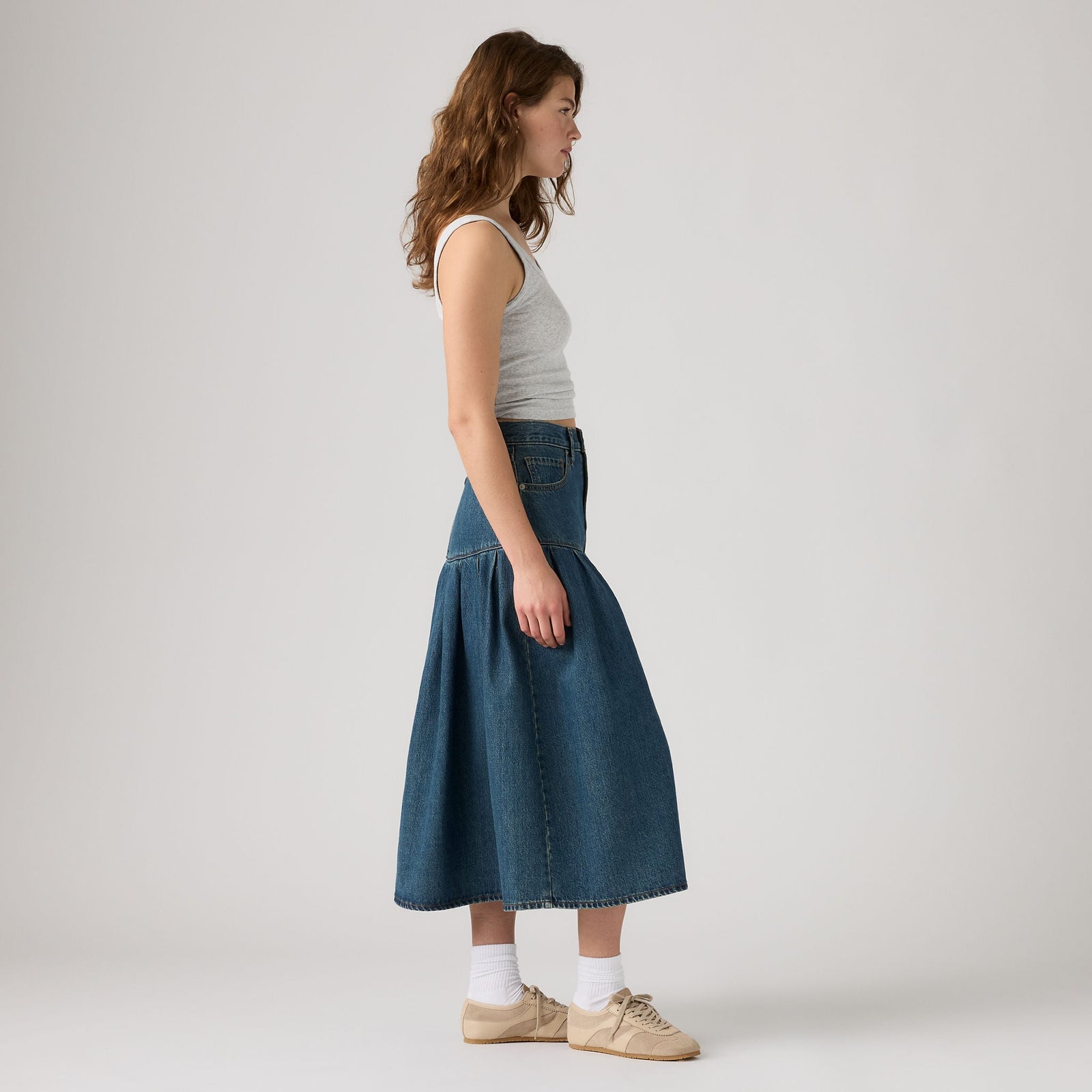 Main 4 - Levi's® Women's Yoked Pleated Skirt - 0089T0004