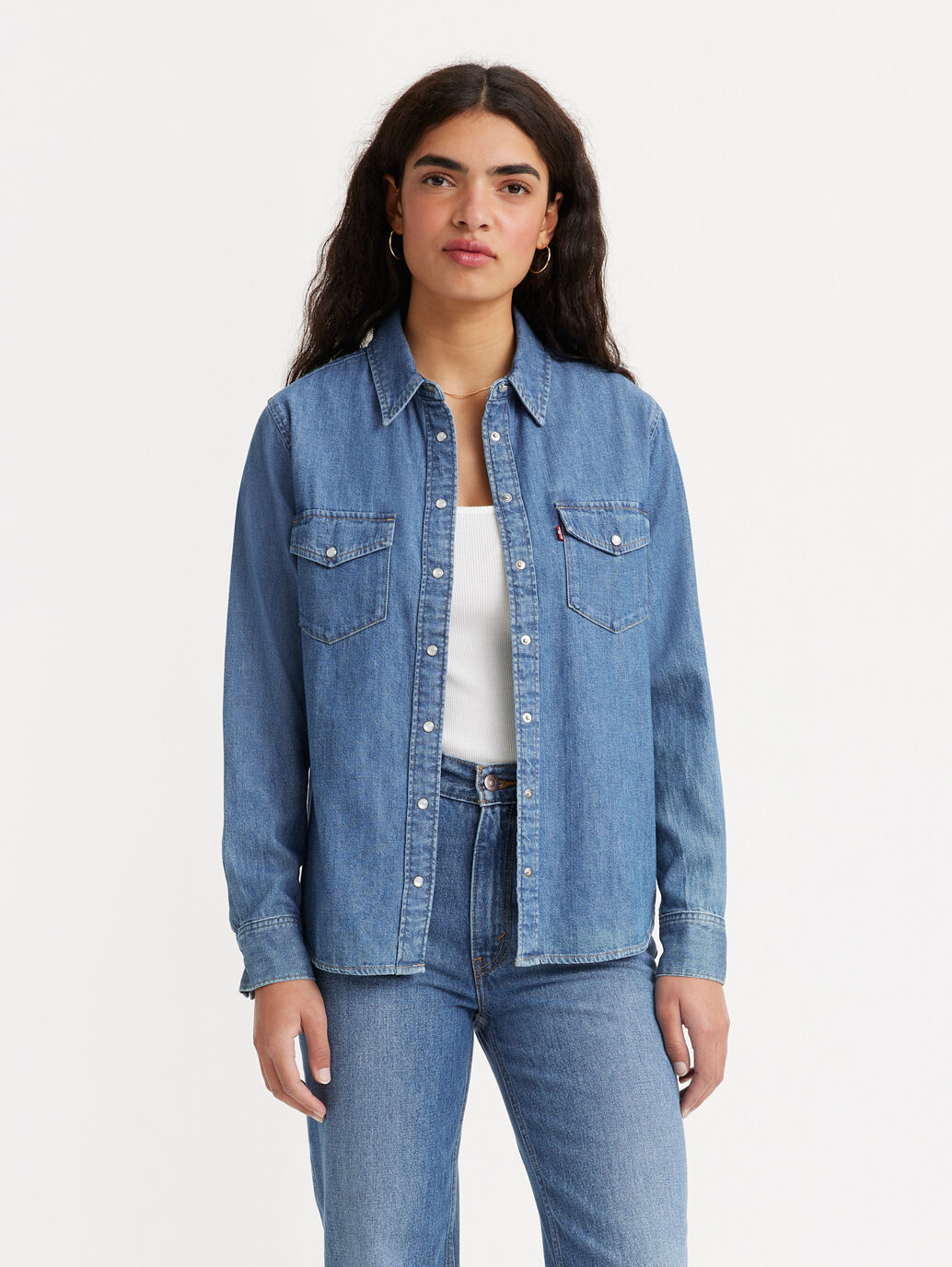 Buy LEVIS Indigo Solid Cotton Collared Women's Casual Shirt | Shoppers Stop