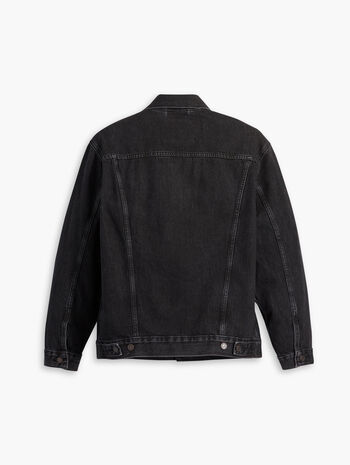 Black Relaxed Fit Trucker Jacket For Men - Premium Quality