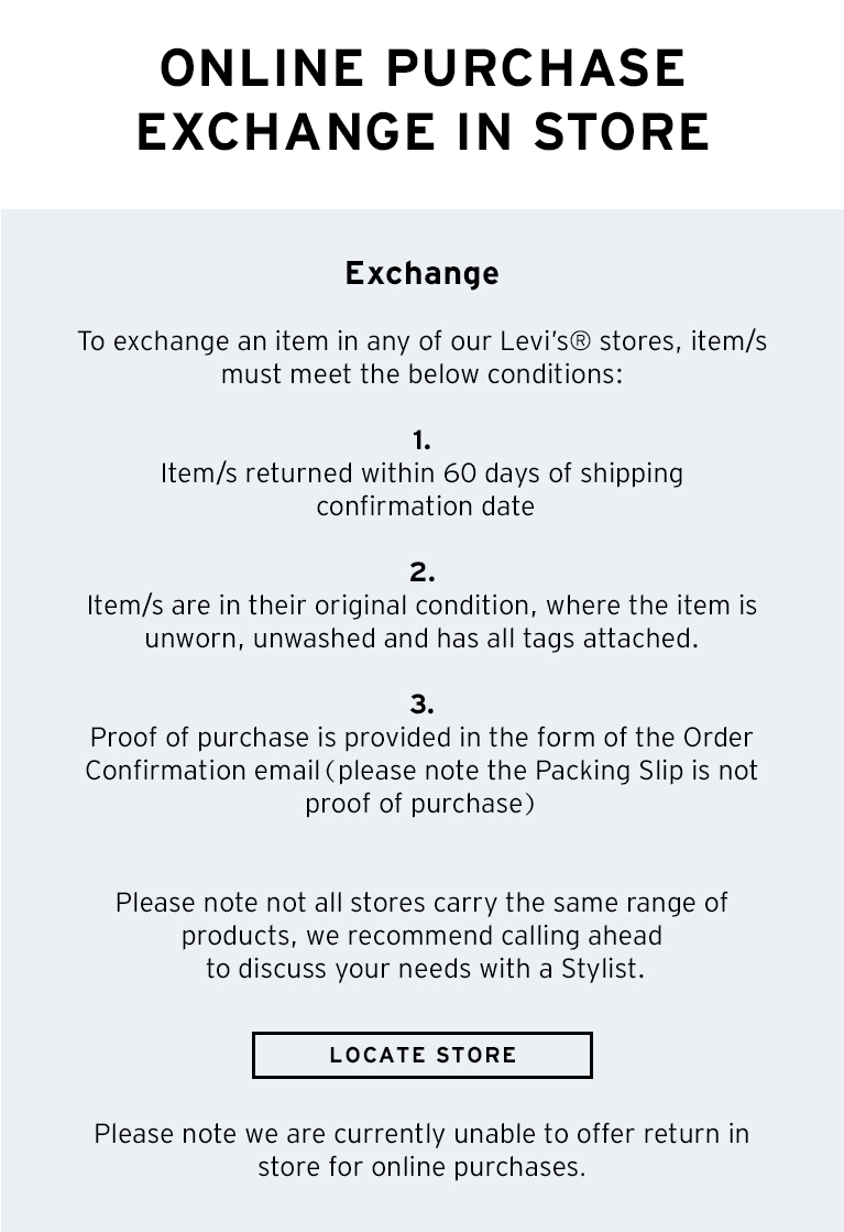 levis online order return policy