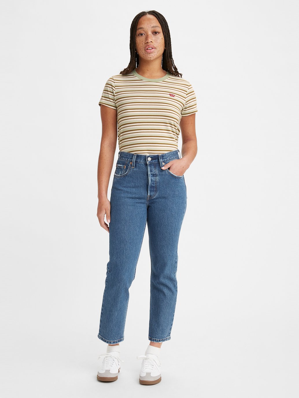 levi's blue 501 original cropped jeans