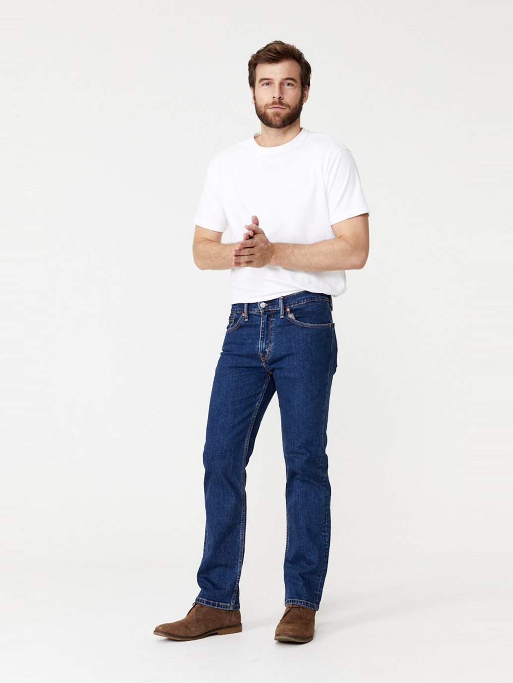 Straight-Leg Fit Blue Jeans for Men