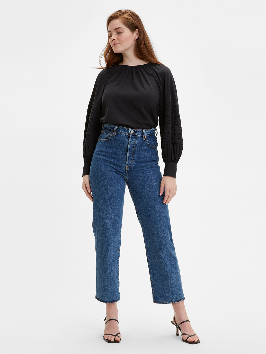 levis high waisted ribcage straight ankle jeans